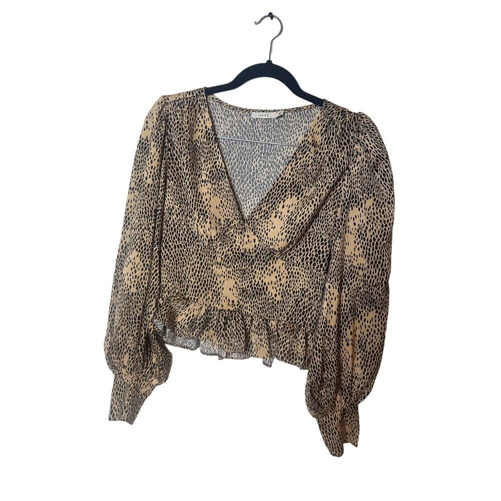 LUSH Clothing Women's Tan and Black Blouse - M